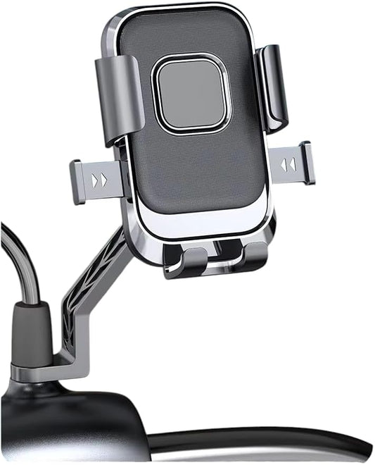 Cell Phone Stand Flexible Mobile Clip Mount Quickly Lock Bike Phone Holder Bicycle Motorcycle (Rearview Black)