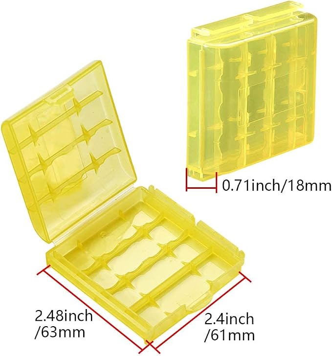 Heyiarbeit Battery Storage Case Holder Box for 4 AA Batteries or 5 AAA Batteries, Yellow Color (2 Pack)