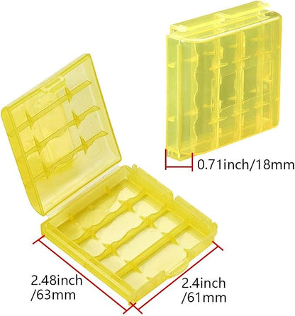 Heyiarbeit Battery Storage Case Holder Box for 4 AA Batteries or 5 AAA Batteries, Yellow Color (2 Pack)