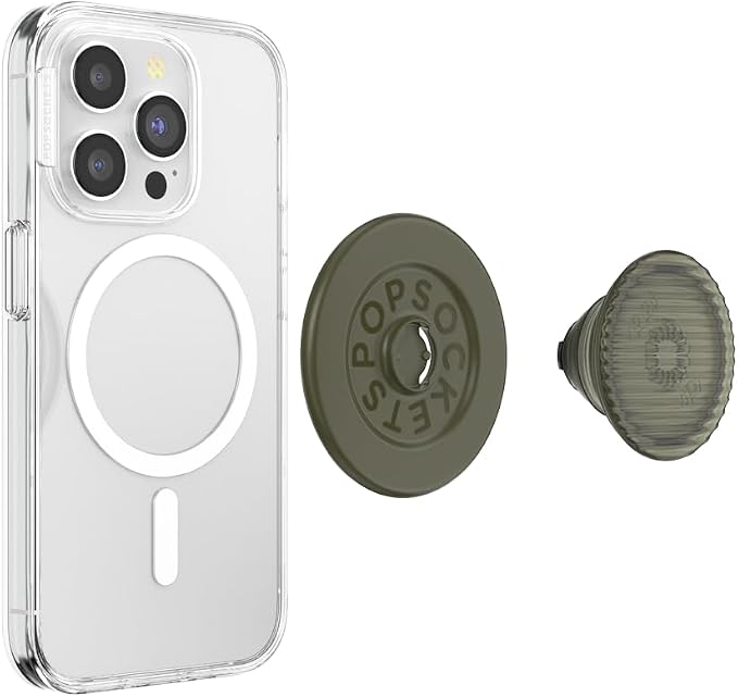 PopSockets Phone Grip for MagSafe, Magnetic Holder, Phone Stand, Green - Fluted Fatigue