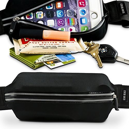 Running Belt Cell Phone Holder, Gear Beast Expandable Waist Pack Fanny Pack, Slim Adjustable Sport Travel Pack Phone Bag Fits 12 Pro Max Mini 11 Pro Max XS XR X 8 Plus Galaxy S20 S10 S9 + Note 20 10 9
