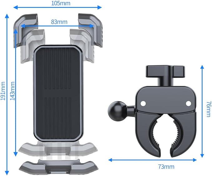 Bicycle Phone Holder,Bike Cell Phone Holder for iPhone Samsung Galaxy Note & 4.5-7" Smartphone,360° Rotatable Handlebar Phone Mount for Electric Scooter ATV Road Mountain Bike Golf Cart Navigation