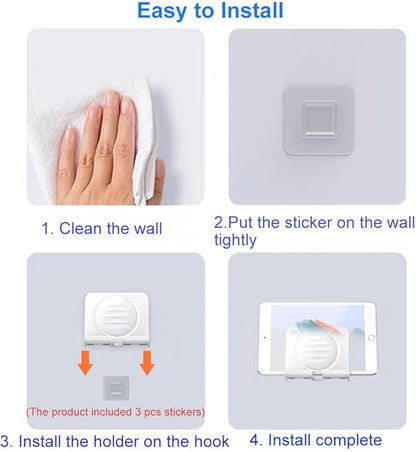 Upgraded Shower Phone Holder Tablet Wall Mount Phone Holder Removable,Self-Adhesive Mobile Cell Phone Tablet Holder for Bed Bathroom Kitchen, Compatible with iPhone Samsung Galaxy Tablet Switch