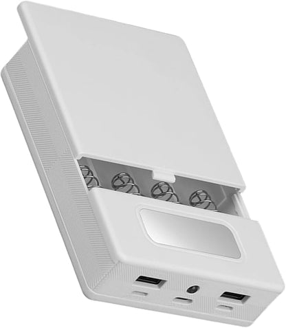Battery Holder Case for Phone Electronics Fast Charging Portable Charging Power Shell 18650 Battery Box Case Shell ABS Enclosure White
