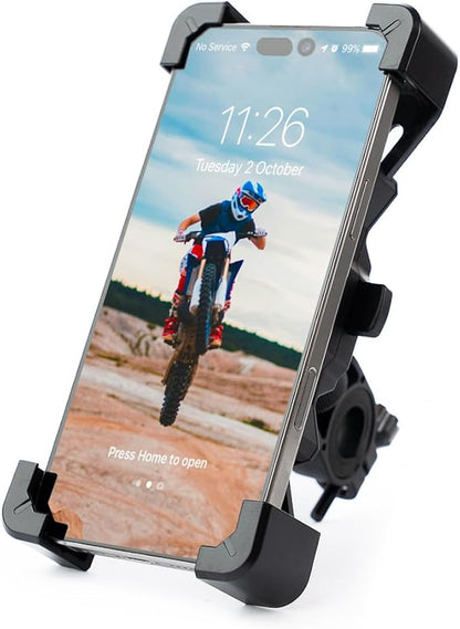 ANGORA BRANDS Bike Phone Holder for Handlebars – Secure & Adjustable Bicycle Phone Mount, 360° Rotation, Shockproof Anti-Slip Grip, Universal Fit for iPhone & Android