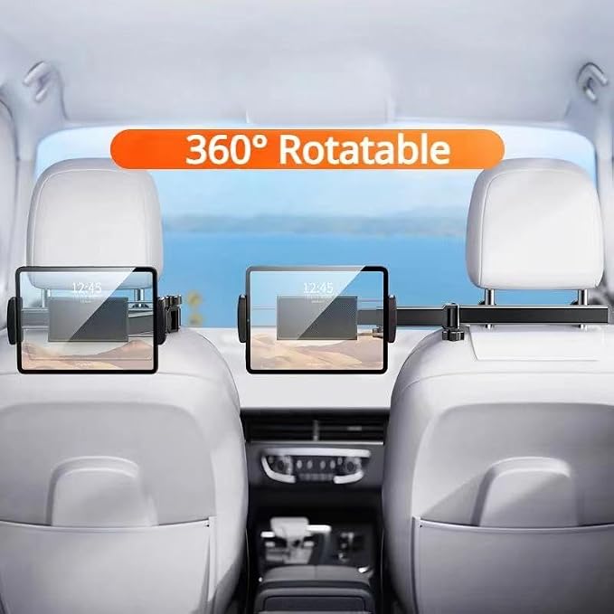 Universal Car Phone Mount - Adjustable Tablet Holder for Rear Seat Style - Fits 6-12.9 Cell Phones and Tablets - Compatible with iPhone, Samsung, Google, LG and More