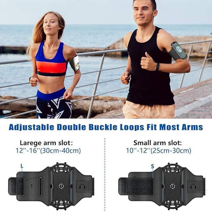 Running Armband 360° rotatable for iPhone 15/14/13/Pro Max/Pro/Mini/12/11/SE/Xs/XR/X/8/7/Plus, Suitable for All 4-6.7 inch Smartphones, Running Hiking and Cycling Mobile Phone Armband