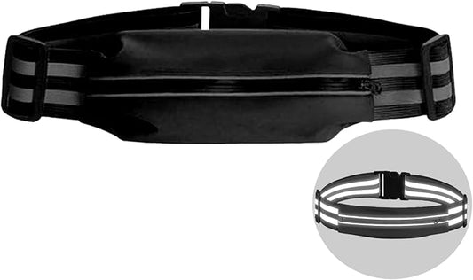 Running Phone Belt for Women and Men Phone Holder Runners Pouch Waist Reflective Runners Money Belt Exercise Waist for Workout Jogging Gear Accessories (Black）