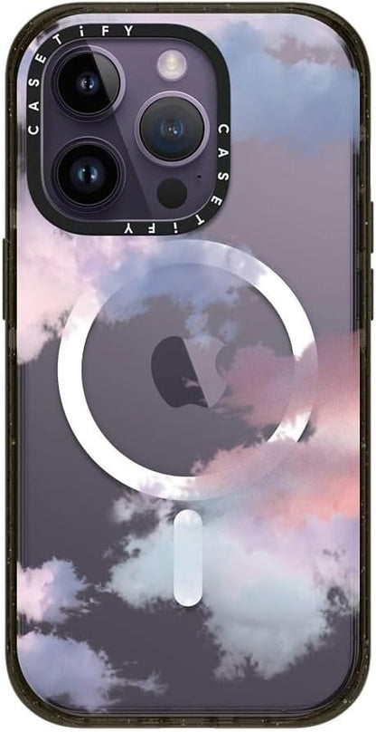 CASETiFY Impact iPhone 14 Pro Case [4X Military Grade Drop Tested / 8.2ft Drop Protection/Compatible with Magsafe] - Clouds - Glossy Black
