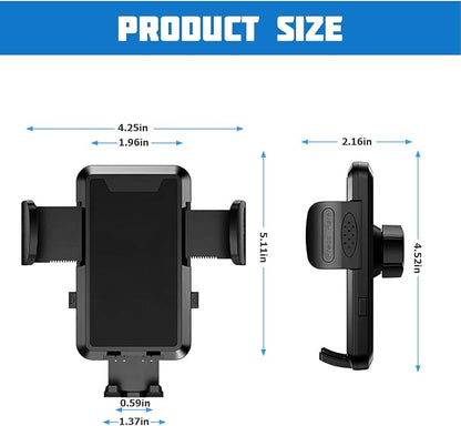 Car Phone Holder Mount, 360° Rotation Adjustable Vehicle Phone Stand with Metal Hook Clip, Auto Cellphone Holder Mount for Air Dashboard Windshield Vent, Universal for SUV RV Truck (Black)