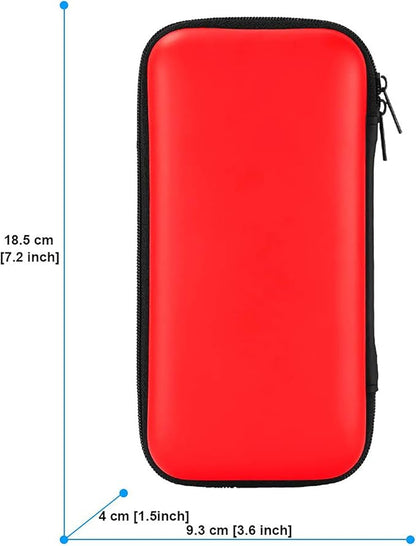 iMangoo Travel Essential Electronics Organizer Pouch Charger Case, Shockproof Dual Zipper Power Bank Cables Tech Accessories Purse, Men & Women Travel Must Have Storage Bag, 6.5x3.2x1 inch Red