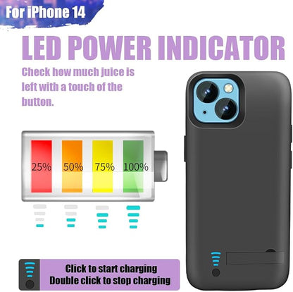 Sitong Battery Case for iPhone 14, 5000mAh Rechargeable Extended Battery Charging/Charger Case, Add 100% Extra Juice (6.1 inch) Black