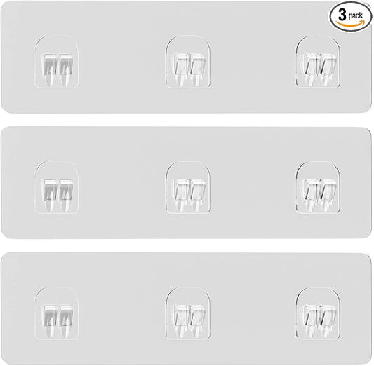 Lsnisni 3 Pack Shower Caddy Adhesive Replacement, Shower Adhesive Strips, Strong Adhesive Hooks, Waterproof Sticker, No Drilling, for Bathroom Shelf and Kitchen Racks