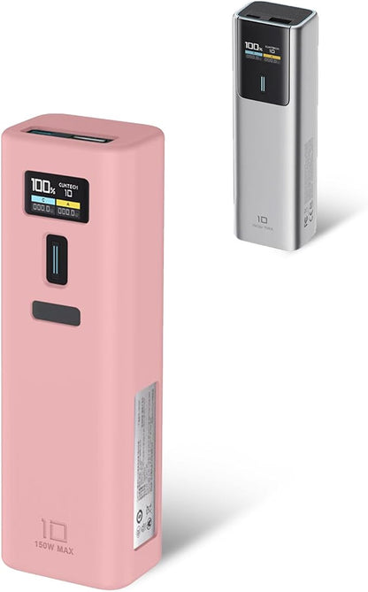 Silicone Protective Case Compatible with CUKTECH 10 Power Bank 10,000mAh 150W, Full-Body Protective Cover with Precise Cutouts, Shockproof & Scratch-Resistant Sleeve (Pink)
