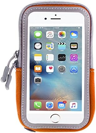 Armband Cell Phone Holder for iPhone 15 Plus, 11 12 13 14 Pro Max/Samsung Galaxy S23 Fe, S23 S22 S21 S20 S10 Plus, Note 20 10 9, A53 5G, A54 5G, A22 A32 A51 A52 / Pixel 8 7 6 7a 6a 5a 4a (Orange)