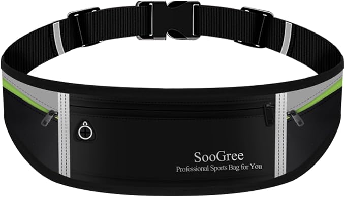 SooGree Slim Running Belt Sport Fanny Pack for Women Men,Reflective Waist Pack Runner Pouch Belt, Zipper Waterproof Running Phone Holder Jogging Pouch for Phone Money (GSP8806 top gray bottom black)