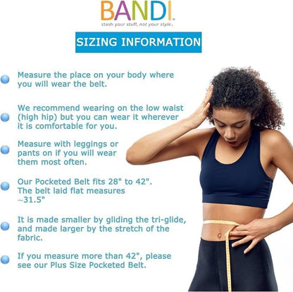 BANDI Running Belt for Women & Men – USA Made No-Bounce Adjustable Waist Pack & Secure Fanny Pack – Fits All Phones, Gels & Essentials – Zipper-Free, Medical Device Friendly