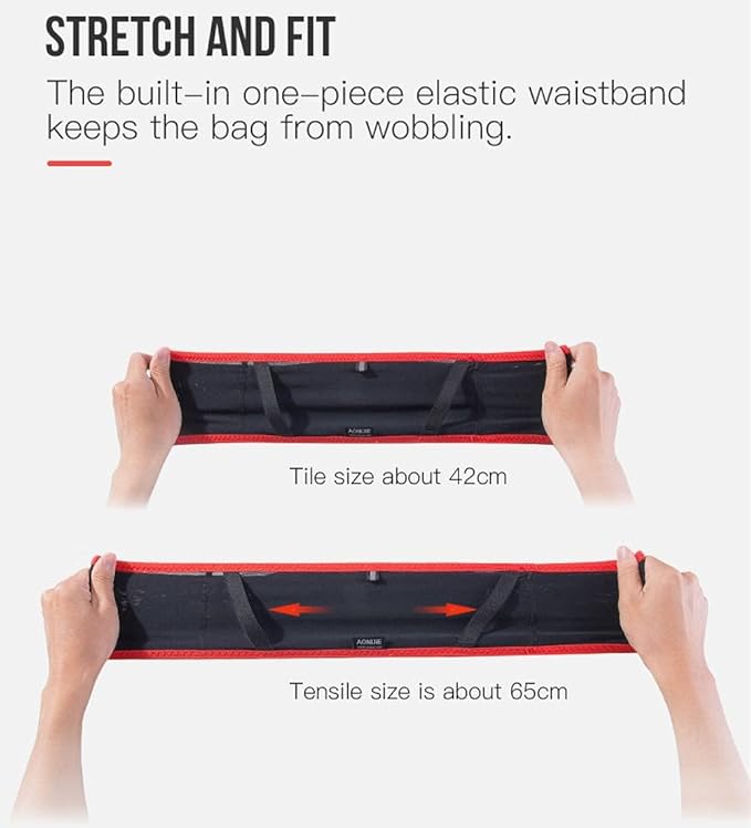 AONIJIE Running Belt Fanny Pack with 250ml Soft Water Bottle Flask for Women Men, Moisture Wicking Waist Pack Great for Marathon Climbing Jogging Cycling, for 6.8in Mobile Phone (Black Red: S/M)