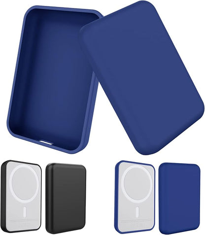 2 Pack Case Compatible with Magsafe Battery Pack Cover, Ultra-Thin TPU Shockproof Case Slim Scratch Resistant Cover Protective Bumper Shell for Magsafe Battery Pack, Matte Black/Blue