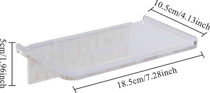 Stick-on Wall Shelf - Small Wall Mounted Adhesive Clear Acrylic Shelf Phone Holder Shelves Wipes Rack for Bathroom,Kitchen,Toilet,Office - Translucent