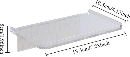 Stick-on Wall Shelf - Small Wall Mounted Adhesive Clear Acrylic Shelf Phone Holder Shelves Wipes Rack for Bathroom,Kitchen,Toilet,Office - Translucent