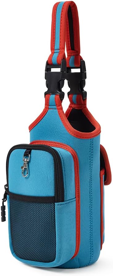 VAKAER Magnetic Gym Bag, Water Bottle Carrier Holder with Phone Pocket & Adjustable Strap,10 Ultra-Strong Magnets Stick to Fitness equipment, Workout Accessories Pouch for Women & Men, Blue