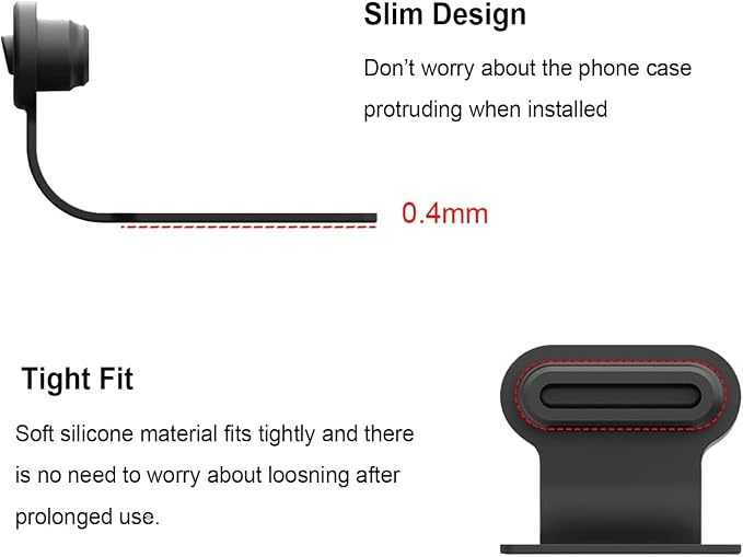 USB C-Type Anti Loss Dust Plugs, USB C-Type Port Silicone Dust Covers, with Detachable Adhesive for Mobile Phone, Compatible with 15, 16 17 Plus Pro Max..., All USB C Ports