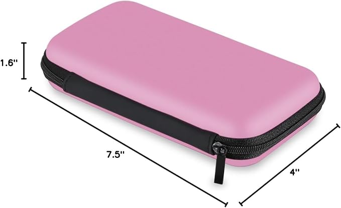 iMangoo Travel Essential Electronics Organizer Pouch Charger Case, Shockproof Dual Zipper Power Bank Cables Tech Accessories Purse, Men & Women Travel Must Have Storage Bag, 6.5x3.2x1 inch Pink