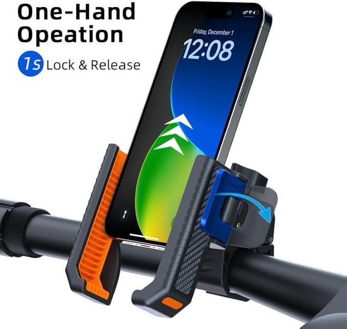 Bike Phone Mount, Bike Bicycle Mount Handlebar Cell Phone Clamp Ebike Scooter Holder Clip for iPhone 16 Pro Max/Plus, 15 Pro Max, S10, S20, More 4.7" to 6.8" Smartphones