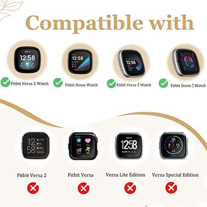 Bling Band Compatible with Fitbit Versa 4/Sense, Fitbit Versa 3/ Sense 2, Double Twist Metal Bangle Bracelet with Rhinestones for (Fitbit Versa 4/Sense 2, Rose Gold)