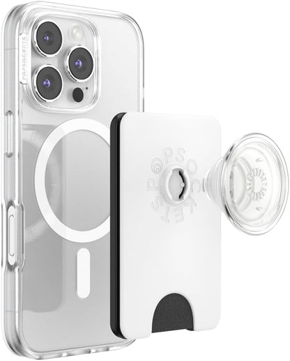 PopSockets Kick-Out Wallet for MagSafe, Adjustable Kickstand, Magnetic Stand, White - White