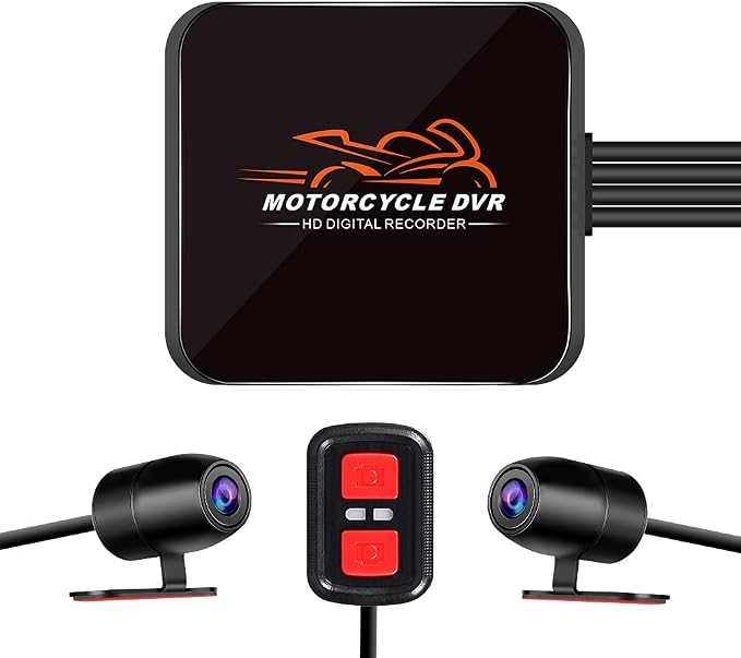 VSYSTO WiFi Motorcycle Dash Cam, 2 Channels 130° Wide Angle Lens Starlight Night Vision Front & Rear HD 1080P Camera Motorbike DVR System, G-Sensor, Loop Recording (Black-D6L)