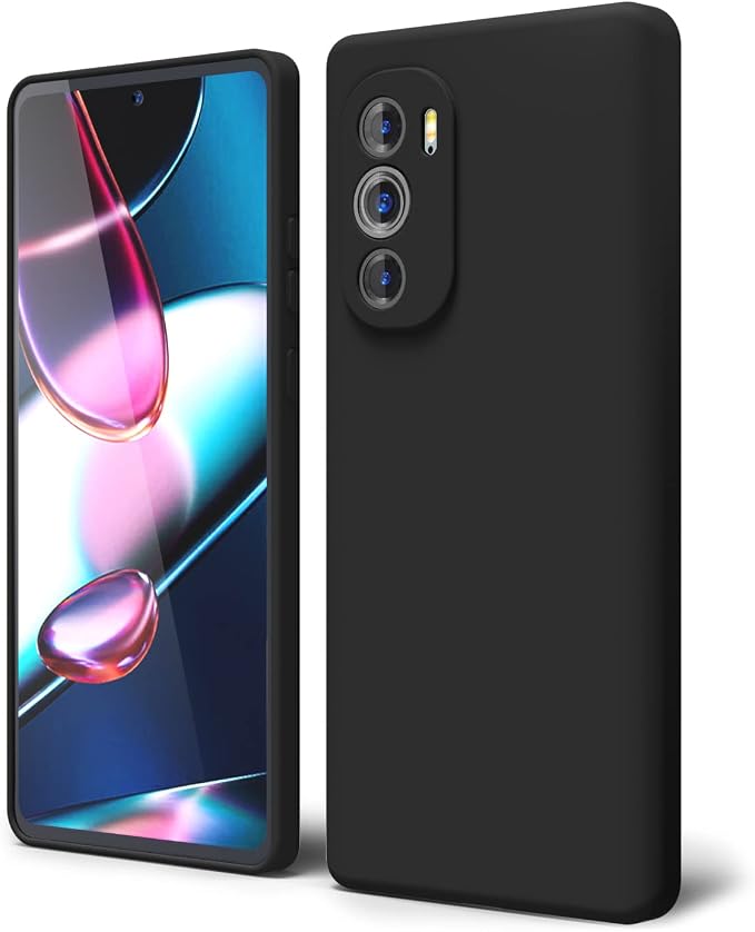 oakxco for Moto Edge Plus 2022/Edge Plus 5G UW 2022 Phone Case Liquid Silicone, Cute Thin Slim Soft Rubber TPU Plain Smooth Gel Cover for Women Girl, Matte Solid Protective & Shockproof, Black