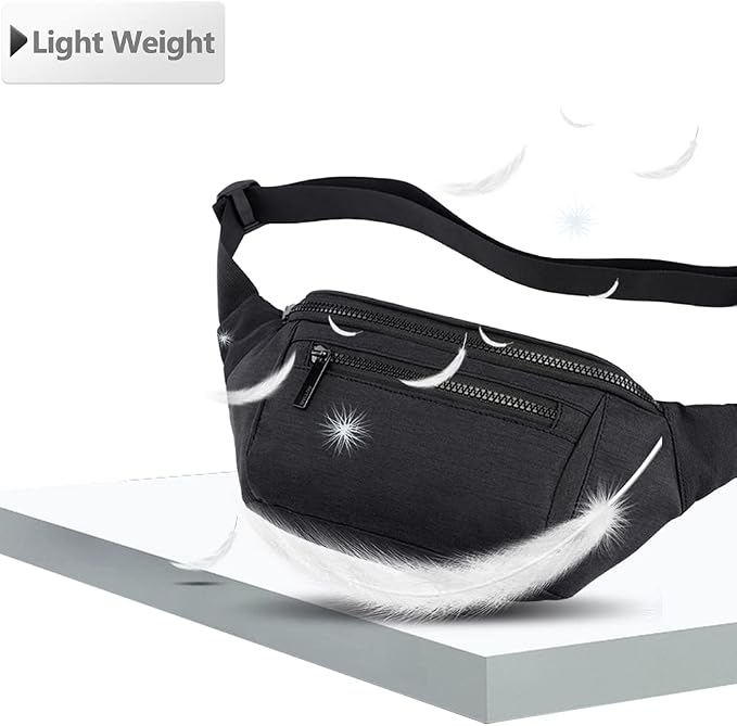 Fanny Pack for Men Women,Crossbody Waist Bag Pack,Belt Bag for Travel Walking Running Hiking Cycling,Easy Carry Any Phone,Wallet (Black)