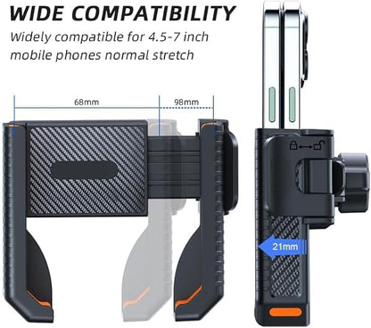 Wonwood_direct Bike Phone Mount, Motorcycle Phone Holder with Not Block Camera, Motorcycle Handlebar Cell Phone Clamp for iPhone 16, iPhone 15 Pro Max/Plus,14,S9, S10 and More 4.5" to 7" Phone
