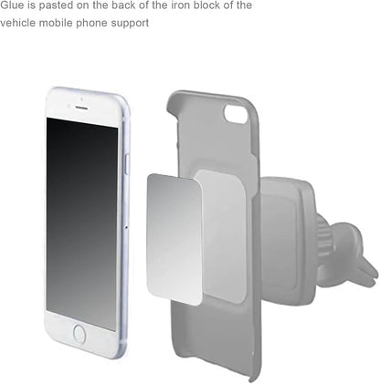 SALEX Phone Metal Stickers for Magnetic Mount. Replacement Set of 16 Magnet Metal Plates Inside Cell Phone Case. Silver Sticky 3M Adhesive Backing Car Small Rectangular Iron Discs for Holder Crafts