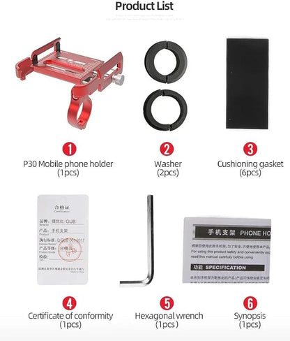 GUB P30 Aluminum Bike Phone Holder for 3.5" to 7.5" Device Bicycle Phone Stand Scooter Moto Mount Support Handlebar Clips