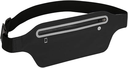 Fanny Packs for Women,Waterproof Fanny Pack for Men,Adjustable Running Belt Waist Pack Slim Expandable Pocket Belt,iPhone Running Holder Cell Phone Elastic Waist Pouch Bag for Galaxy Black