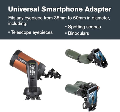 Celestron – NexYZ – Universal Smartphone Adapter for Telescope, Binoculars & Spotting Scopes – 3-Axis Precision Alignment – Capture Images & Video Through Your Optics – Compact and Travel-Friendly