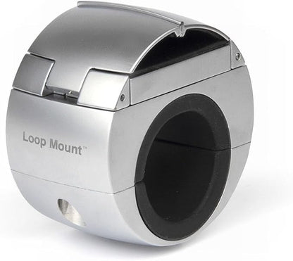 Loop Mount Universal Bike Phone Holder – 360° Rotating Metal Bicycle Phone Mount for iPhone & Samsung – Secure Handlebar Clamp, Durable, Shockproof, Fits All Standard Handlebars - Silver