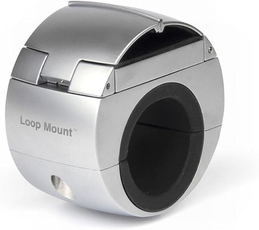 Loop Mount Universal Bike Phone Holder – 360° Rotating Metal Bicycle Phone Mount for iPhone & Samsung – Secure Handlebar Clamp, Durable, Shockproof, Fits All Standard Handlebars - Silver