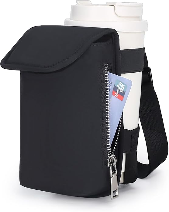 Herald Mini Phone Crossbody Bag with Water Bottle Holder, Water Bottle Carrier Bag with Strap for GYM, Hiking, Cycling