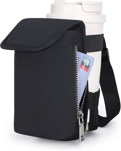 Herald Mini Phone Crossbody Bag with Water Bottle Holder, Water Bottle Carrier Bag with Strap for GYM, Hiking, Cycling