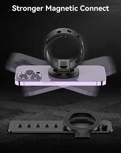 Magnetic Phone Holder for Stroller, Strong Magnetic Bar Phone Mount for Bike, Gym Treadmill with Adjustable Strap, 17 N52 Magnets & Magsafe Phone Holder Fit for iPhone 12-17 Series