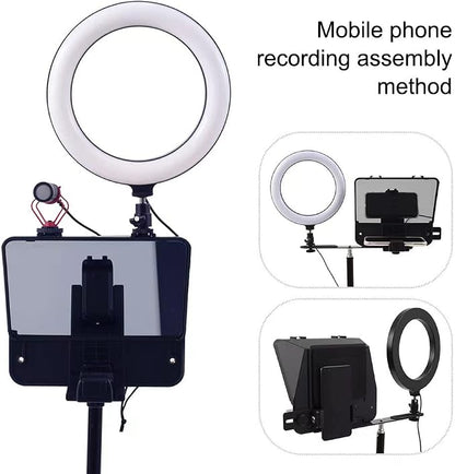 A10 Portable Teleprompter for Smartphones & DSLR Cameras with Phone Holder, Remote Control Ideal for Live Streaming, Interviews, Speeches & Video Production