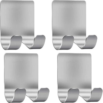 Deluxe Razor Holder for Shower-Hook Hanger Stand(4 Pack)Adhesive Stainless Steel Heavy Duty Utility Storage Hook,Shower Hook for Razor Bathroom Kitchen Organizer for Shaver Plug Robe Towel Loofah Coat