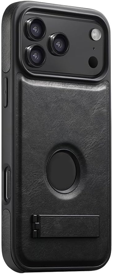 Magnetic Case for iPhone 17 Pro Max/17 Pro/17 Air/17, Retro Oil Wax Pattern Logo View Leather Cover with Folding Kickstand (17 Pro,Brown) (17 Pro,Black)