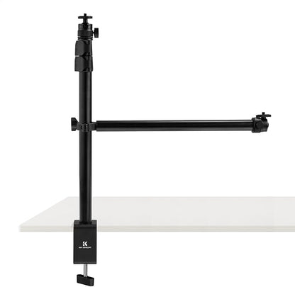K&F CONCEPT Desk Mount Stand with Extension Arm, 37-91cm Adjustable Overhead Camera Mount, 1/4" Ball Head & 3/8" Adapter, C-Clamp for Ring Light, DSLR Camera, Smartphone, Live Streaming, Video