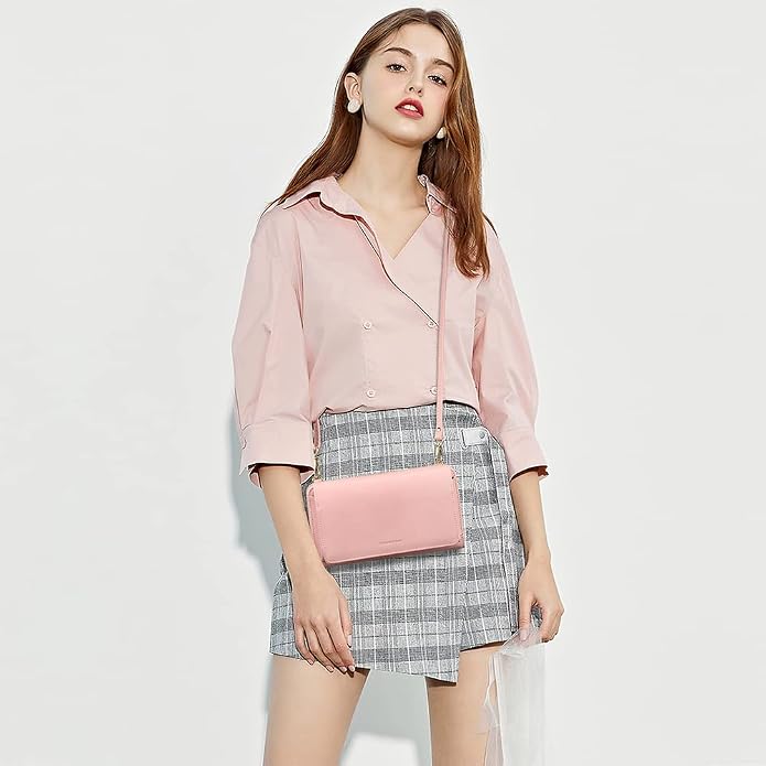Peacocktion Crossbody Bags for Women RFID Wristlet Wallets Travel Vegan Leather Small Clutch Purses with Phone Pocket Zipper