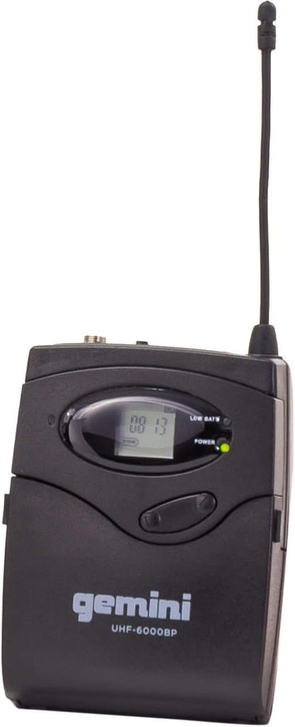 Gemini Sound UHF-6100HL Wireless Mic System – UHF Receiver with 256 Selectable Frequencies, Headset & Lavalier Mic, 240ft Range, LCD Display, Noise-Free Audio for Performers & Instructors
